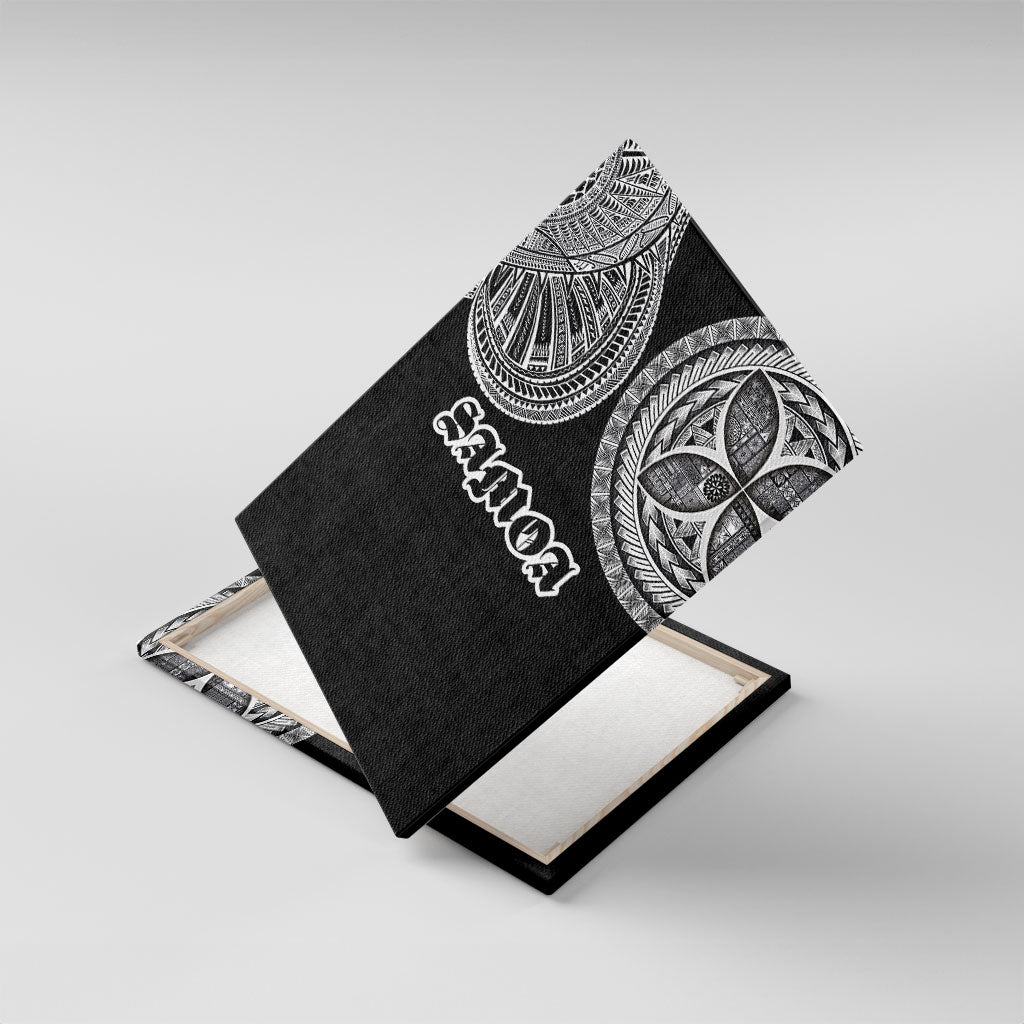 Samoa Traditional Tattoo Canvas Wall Art Tribal Tatau Pattern LT03 With Frame Black - Polynesian Pride