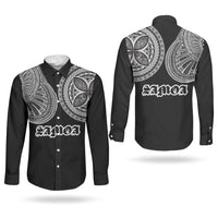 Samoa Traditional Tattoo Couples Matching Mermaid Dress and Long Sleeve Button Shirt Tribal Tatau Pattern LT03 - Polynesian Pride