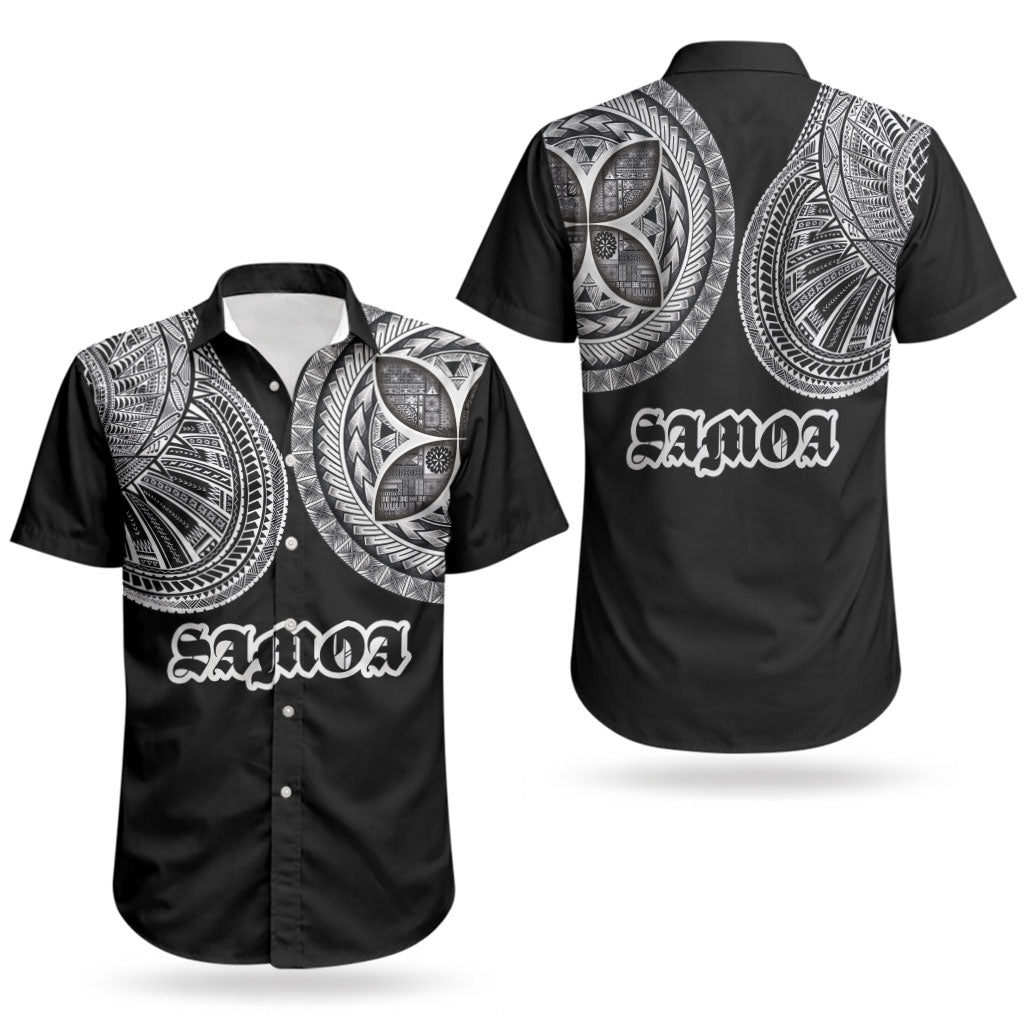 Samoa Traditional Tattoo Couples Matching Off Shoulder Maxi Dress and Hawaiian Shirt Tribal Tatau Pattern LT03 - Polynesian Pride