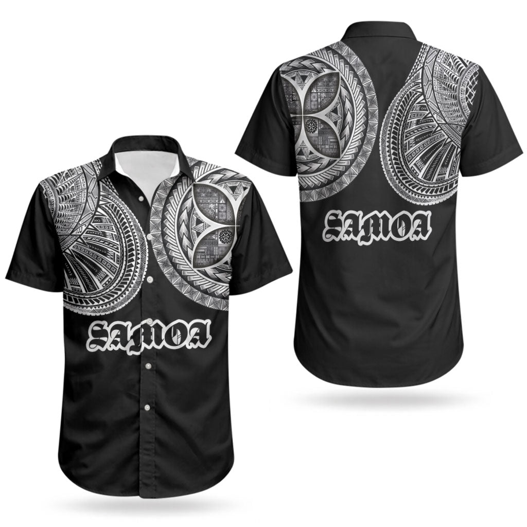 Samoa Traditional Tattoo Couples Matching Puletasi and Hawaiian Shirt Tribal Tatau Pattern LT03 - Polynesian Pride