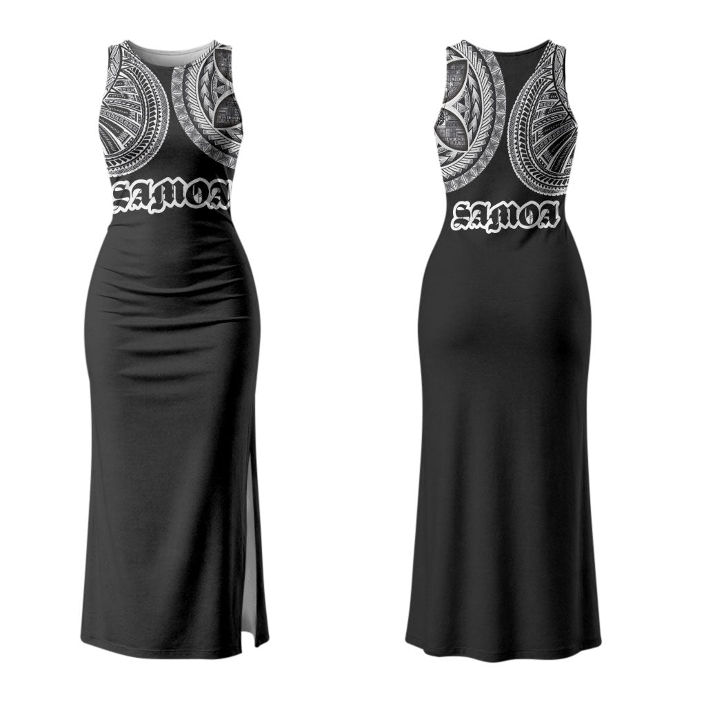 Samoa Traditional Tattoo Couples Matching Tank Maxi Dress and Hawaiian Shirt Tribal Tatau Pattern LT03 - Polynesian Pride