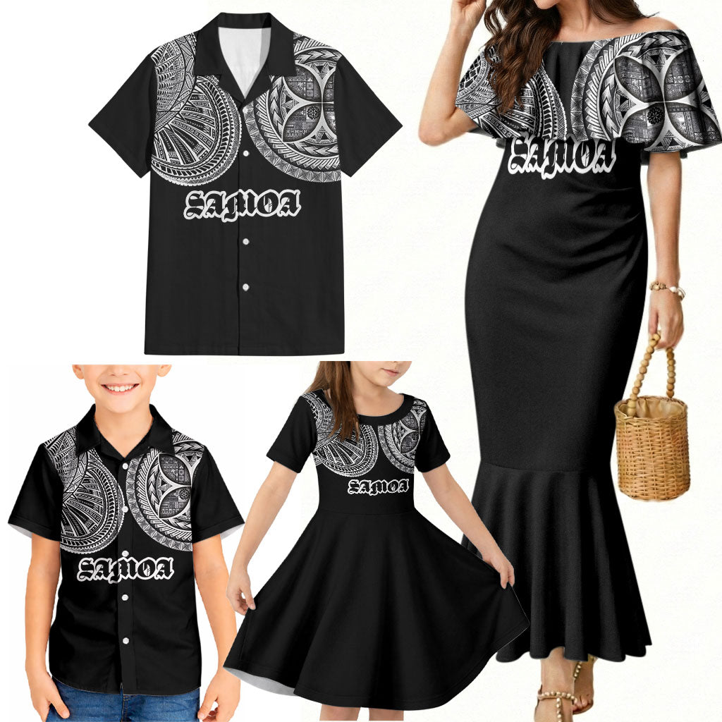 Samoa Traditional Tattoo Family Matching Mermaid Dress and Hawaiian Shirt Tribal Tatau Pattern LT03 - Polynesian Pride