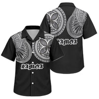 Samoa Traditional Tattoo Family Matching Off The Shoulder Long Sleeve Dress and Hawaiian Shirt Tribal Tatau Pattern LT03 Son's Shirt Black - Polynesian Pride