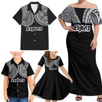 Samoa Traditional Tattoo Family Matching Off Shoulder Maxi Dress and Hawaiian Shirt Tribal Tatau Pattern LT03 - Polynesian Pride