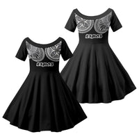 Samoa Traditional Tattoo Family Matching Off Shoulder Maxi Dress and Hawaiian Shirt Tribal Tatau Pattern LT03 Daughter's Dress Black - Polynesian Pride