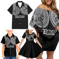 Samoa Traditional Tattoo Family Matching Off Shoulder Short Dress and Hawaiian Shirt Tribal Tatau Pattern LT03 - Polynesian Pride