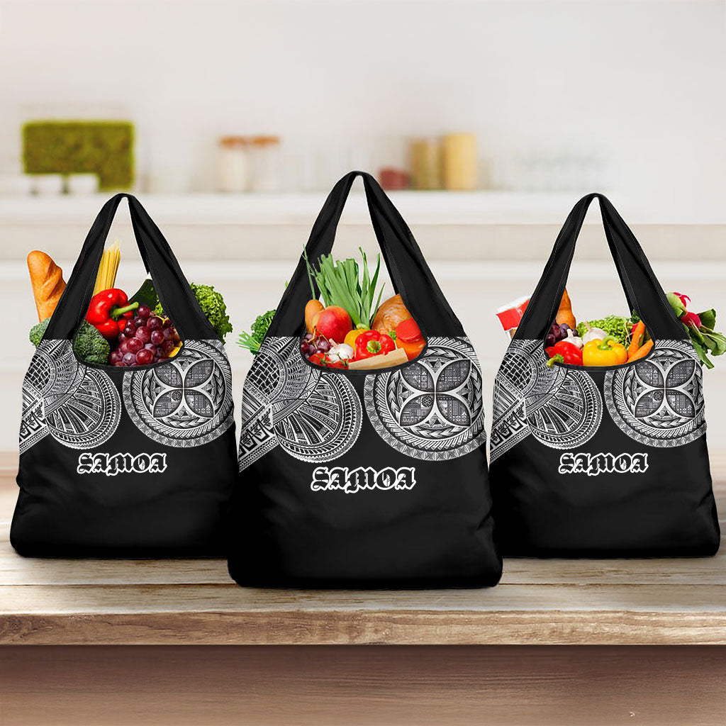 Samoa Traditional Tattoo Grocery Bag Tribal Tatau Pattern LT03 3-pack One Size Black - Polynesian Pride