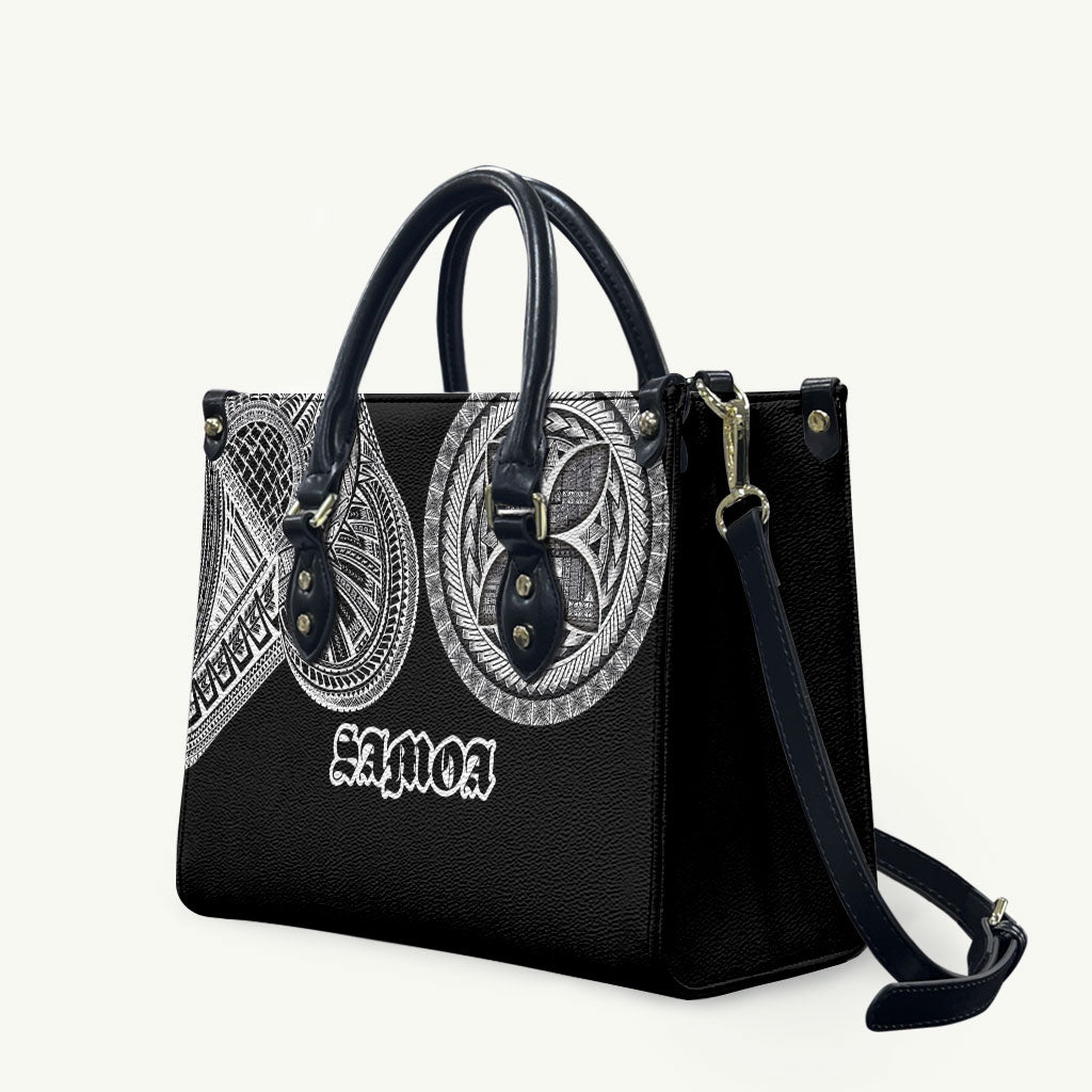 Samoa Traditional Tattoo Leather Bag Tribal Tatau Pattern LT03 Black - Polynesian Pride
