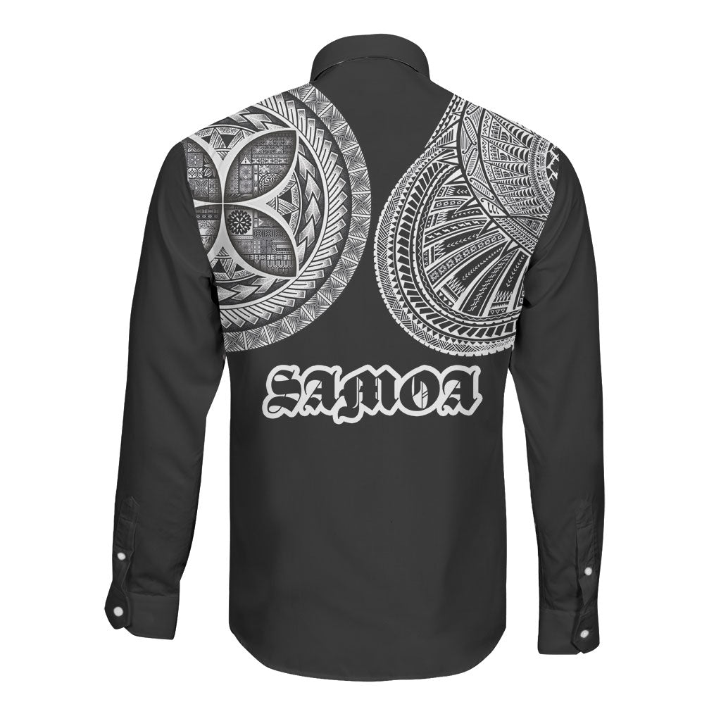 Samoa Traditional Tattoo Long Sleeve Button Shirt Tribal Tatau Pattern LT03 - Polynesian Pride