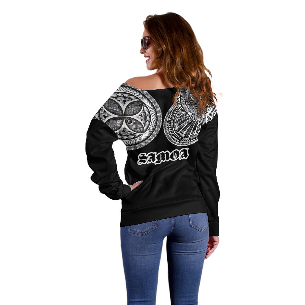 Samoa Traditional Tattoo Off Shoulder Sweater Tribal Tatau Pattern LT03 - Polynesian Pride