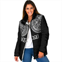 Samoa Traditional Tattoo Padded Jacket Tribal Tatau Pattern LT03 Women Black - Polynesian Pride
