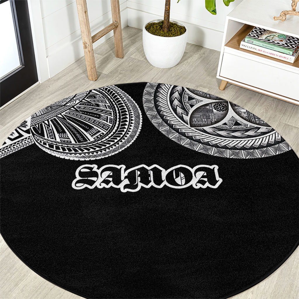 Samoa Traditional Tattoo Round Carpet Tribal Tatau Pattern LT03 Black - Polynesian Pride