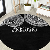 Samoa Traditional Tattoo Round Carpet Tribal Tatau Pattern LT03 Black - Polynesian Pride