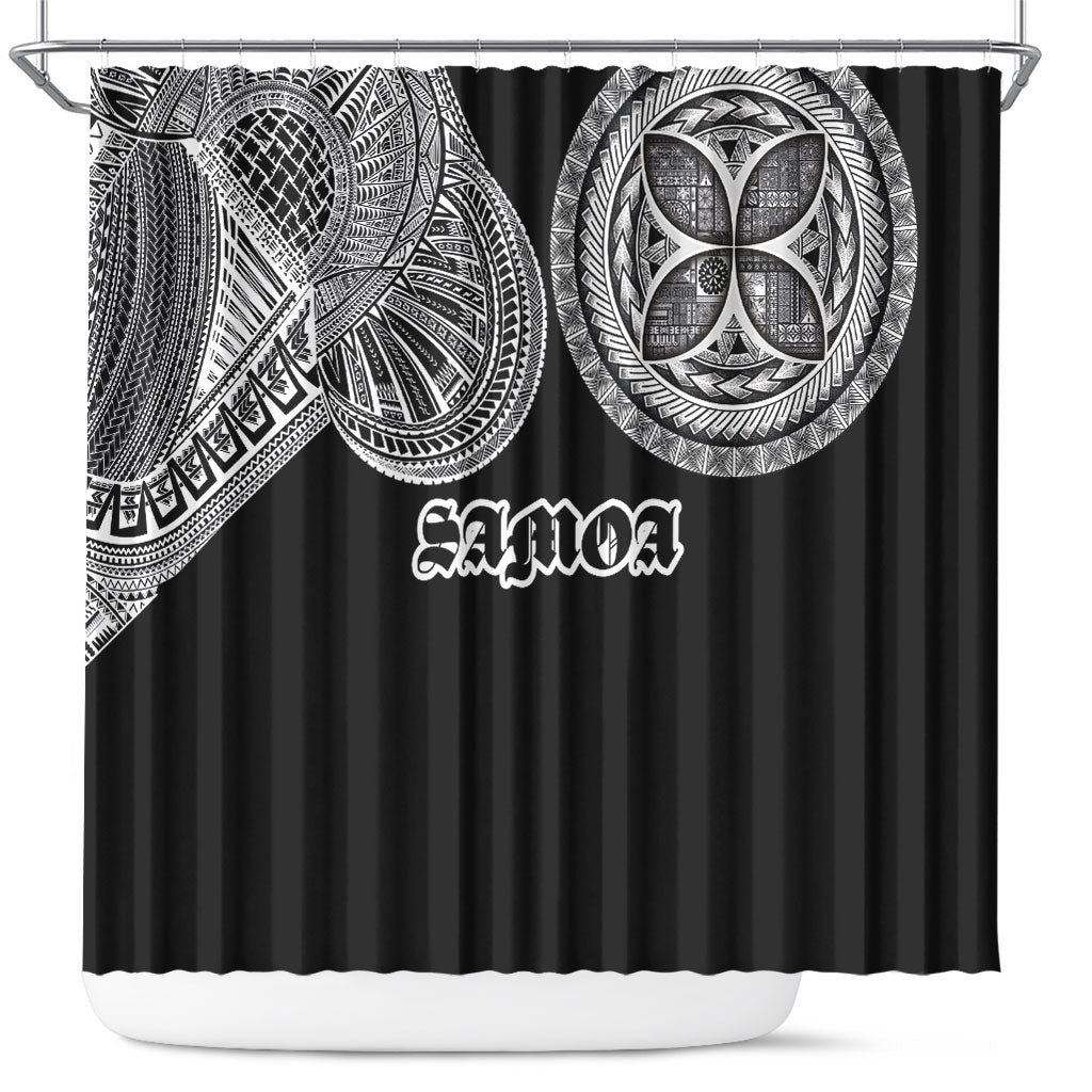 Samoa Traditional Tattoo Shower Curtain Tribal Tatau Pattern LT03 Black - Polynesian Pride