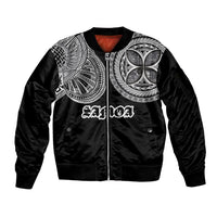 Samoa Traditional Tattoo Sleeve Zip Bomber Jacket Tribal Tatau Pattern LT03 Unisex Black - Polynesian Pride