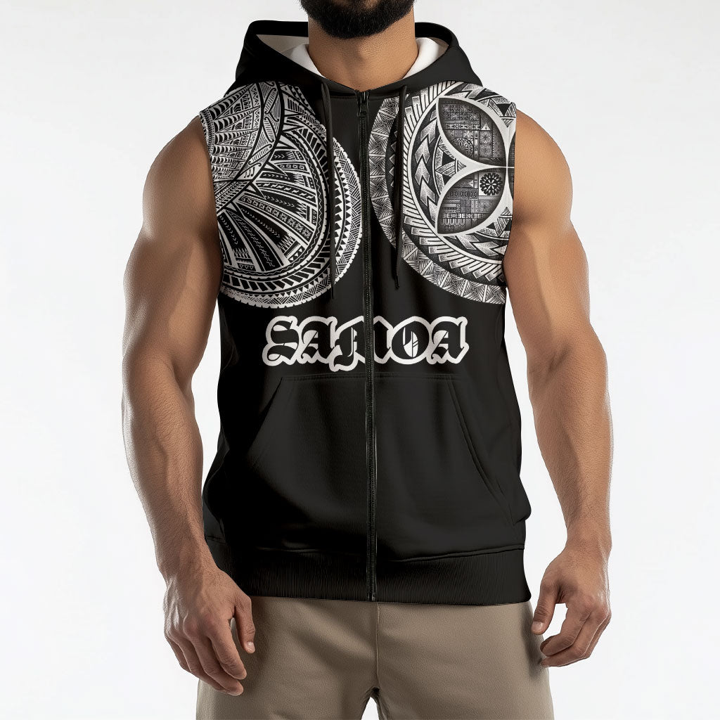 Samoa Traditional Tattoo Sleeveless Zip Hoodie Tribal Tatau Pattern LT03 - Polynesian Pride
