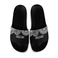 Samoa Traditional Tattoo Slide Sandals Tribal Tatau Pattern LT03 Black - Polynesian Pride