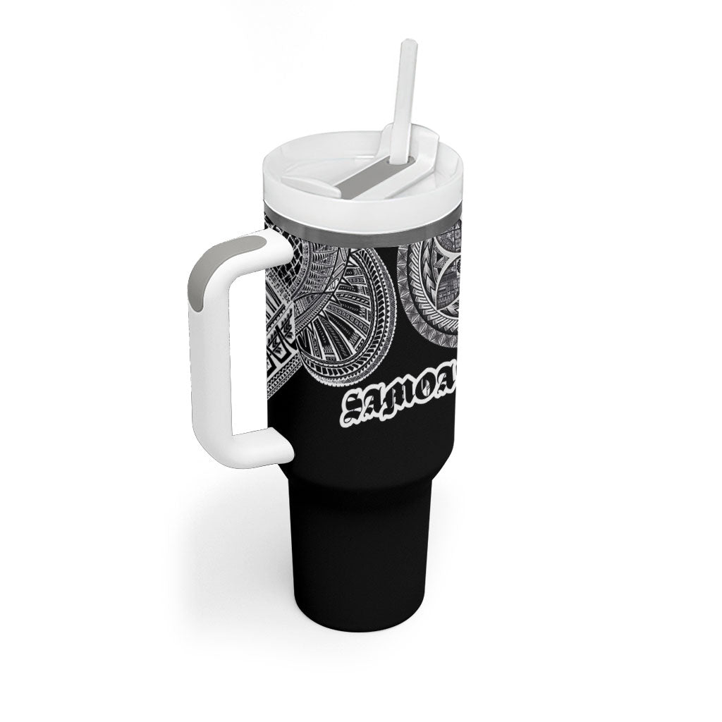 Samoa Traditional Tattoo Tumbler With Handle Tribal Tatau Pattern LT03 - Polynesian Pride