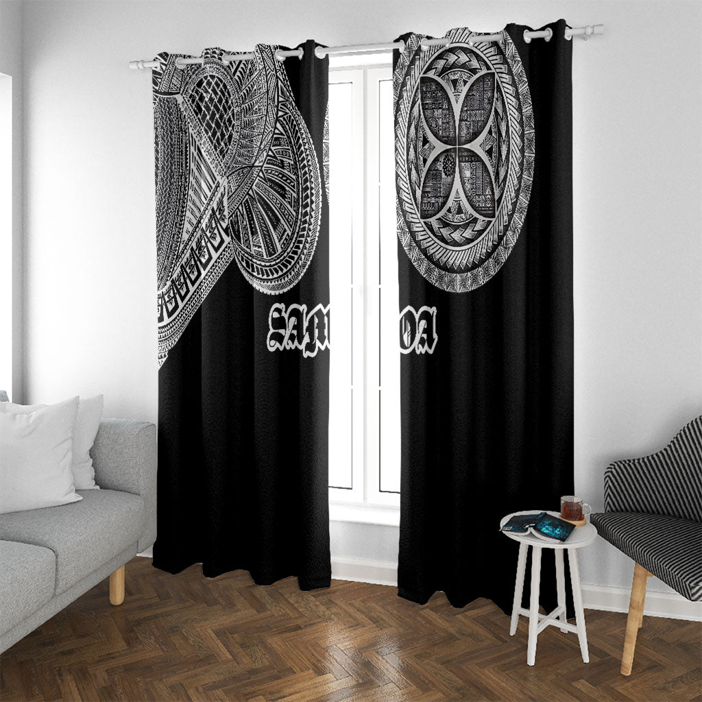 Samoa Traditional Tattoo Window Curtain Tribal Tatau Pattern LT03 With Grommets Black - Polynesian Pride