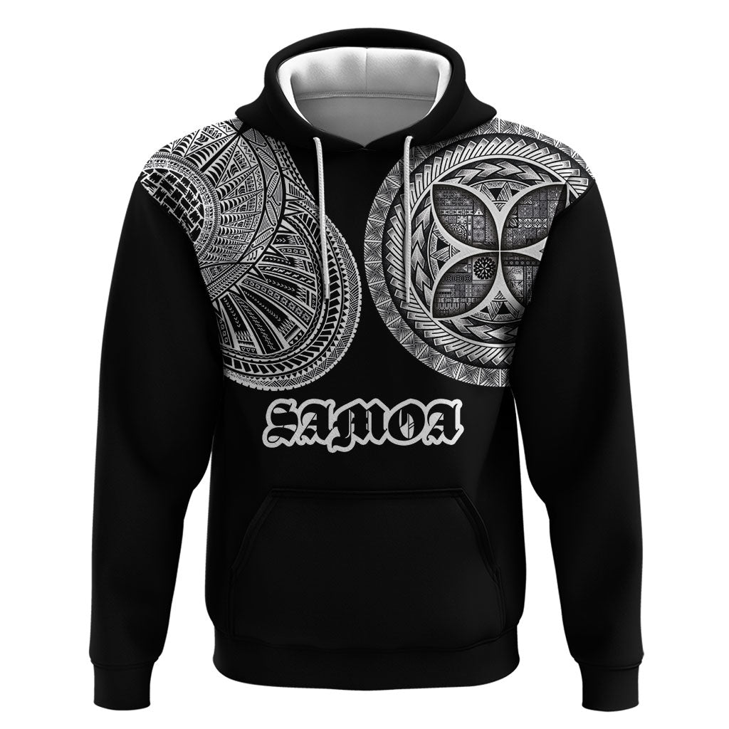 Samoa Traditional Tattoo Zip Hoodie Tribal Tatau Pattern LT03 Pullover Hoodie Black - Polynesian Pride