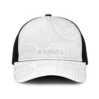 Samoa Lotu Tamaiti Baseball Net Cap Tribal Tatau with Siapo Pattern LT03 One Size Black White - Polynesian Pride