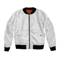Samoa Lotu Tamaiti Bomber Jacket Tribal Tatau with Siapo Pattern LT03 Unisex White - Polynesian Pride