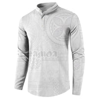 Samoa Lotu Tamaiti Button Sweatshirt Tribal Tatau with Siapo Pattern LT03 - Polynesian Pride