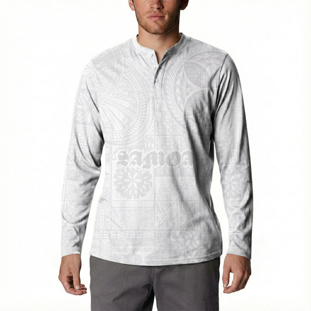 Samoa Lotu Tamaiti Button Sweatshirt Tribal Tatau with Siapo Pattern LT03 - Polynesian Pride