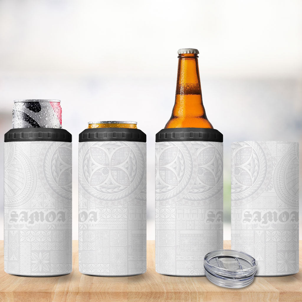 Samoa Lotu Tamaiti 4 in 1 Can Cooler Tumbler Tribal Tatau with Siapo Pattern LT03 - Polynesian Pride
