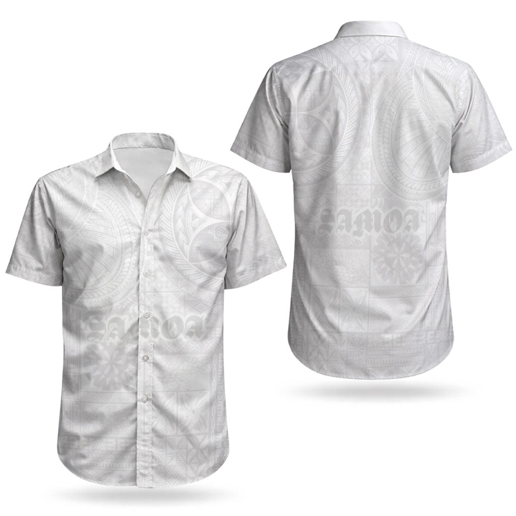 Samoa Lotu Tamaiti Couples Matching Short Sleeve Bodycon Dress and Hawaiian Shirt Tribal Tatau with Siapo Pattern LT03 - Polynesian Pride
