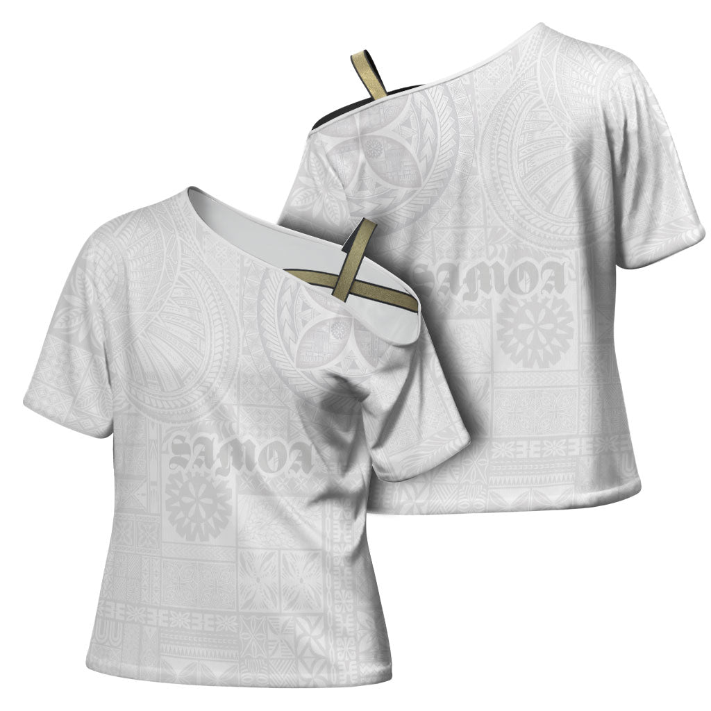 Samoa Lotu Tamaiti Cross Shoulder Shirt Tribal Tatau with Siapo Pattern LT03 - Polynesian Pride
