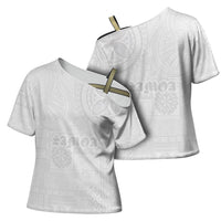 Samoa Lotu Tamaiti Cross Shoulder Shirt Tribal Tatau with Siapo Pattern LT03 - Polynesian Pride