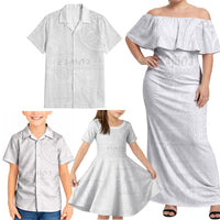 Samoa Lotu Tamaiti Family Matching Off Shoulder Maxi Dress and Hawaiian Shirt Tribal Tatau with Siapo Pattern LT03 - Polynesian Pride