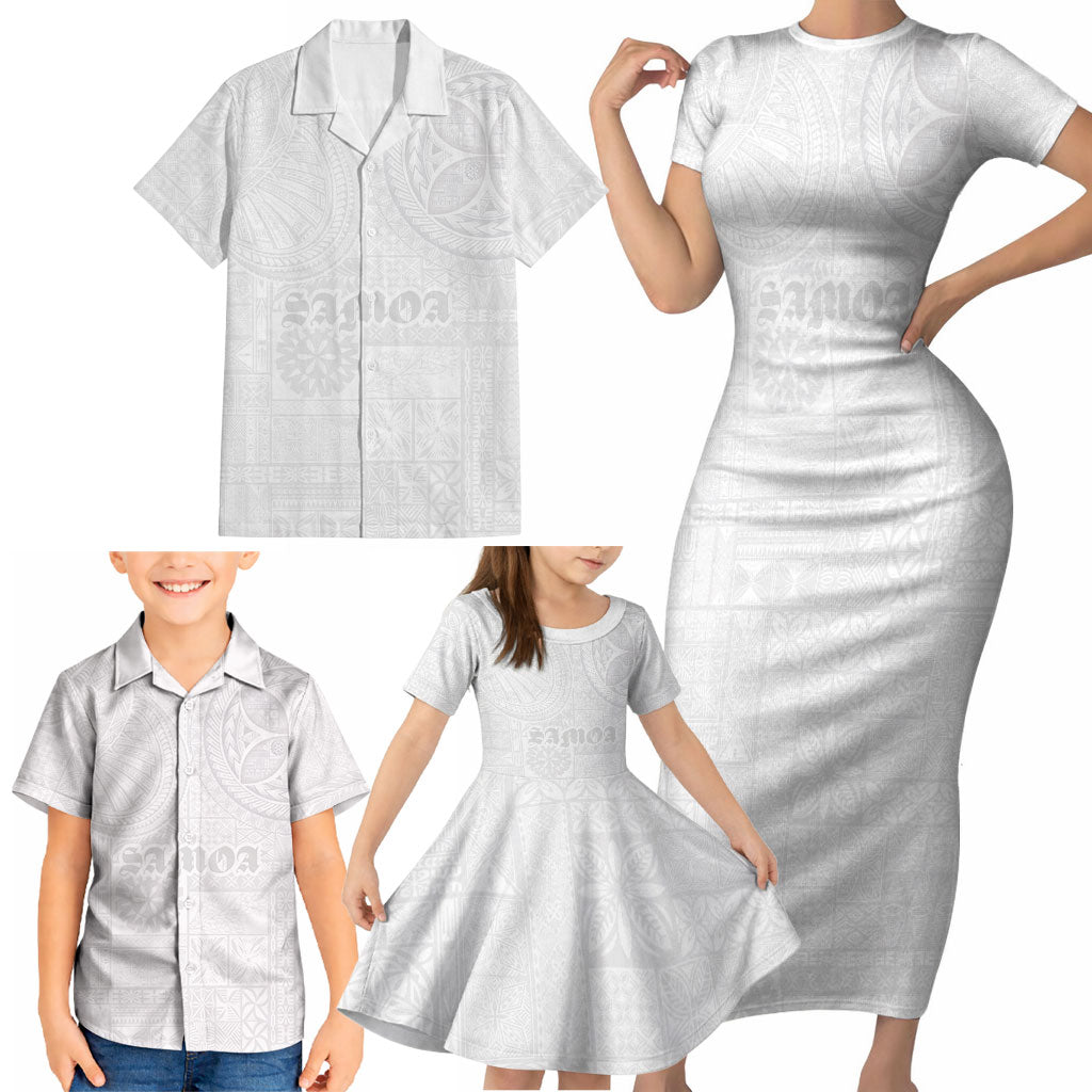 Samoa Lotu Tamaiti Family Matching Short Sleeve Bodycon Dress and Hawaiian Shirt Tribal Tatau with Siapo Pattern LT03 - Polynesian Pride