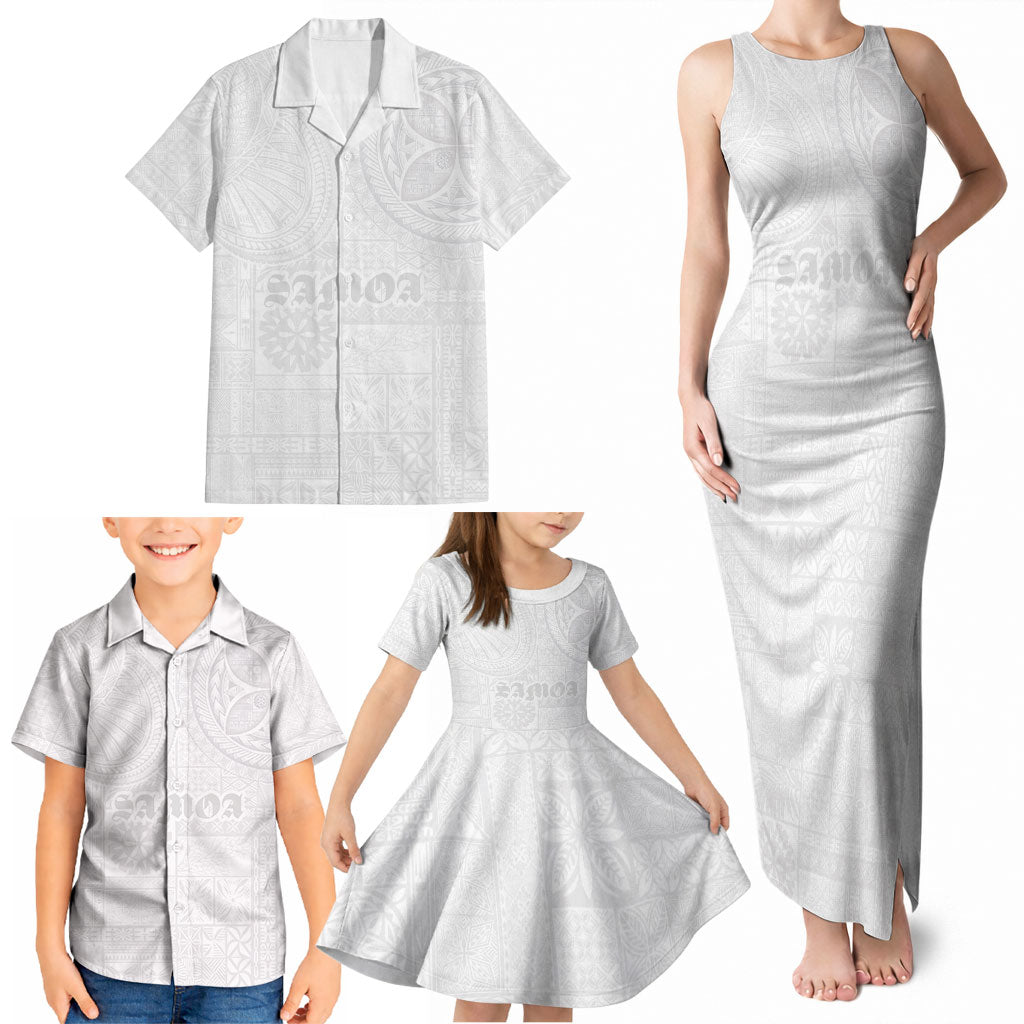 Samoa Lotu Tamaiti Family Matching Tank Maxi Dress and Hawaiian Shirt Tribal Tatau with Siapo Pattern LT03 - Polynesian Pride