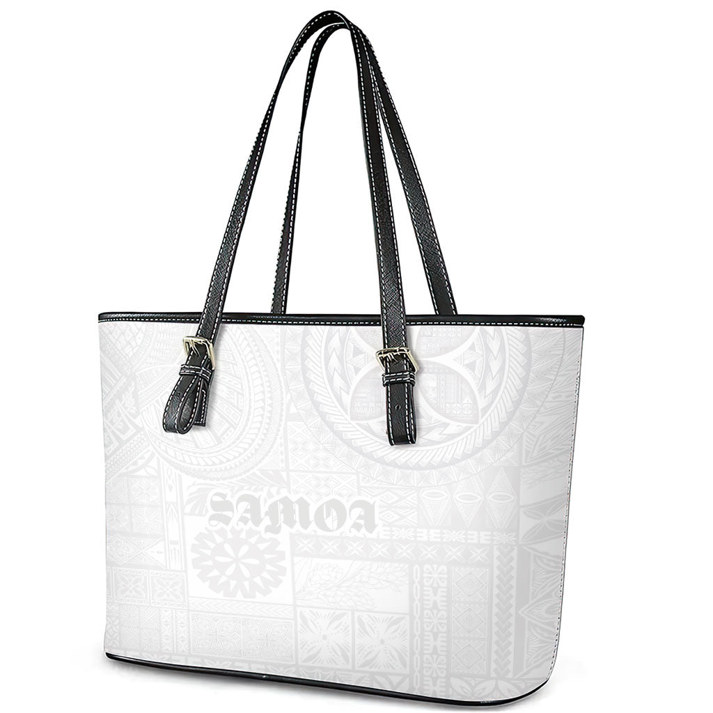 Samoa Lotu Tamaiti Leather Tote Bag Tribal Tatau with Siapo Pattern