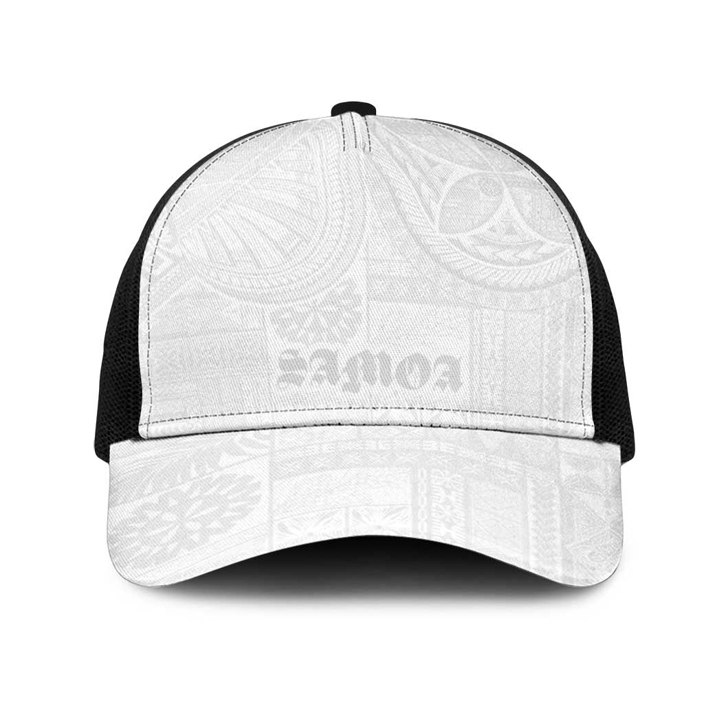 Samoa Lotu Tamaiti Mesh Trucker Cap Tribal Tatau with Siapo Pattern LT03 One Size Black White - Polynesian Pride