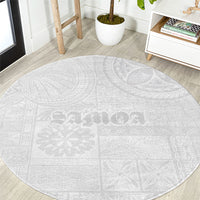 Samoa Lotu Tamaiti Round Carpet Tribal Tatau with Siapo Pattern LT03 White - Polynesian Pride