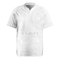 Samoa Lotu Tamaiti Rugby Jersey Tribal Tatau with Siapo Pattern LT03 White - Polynesian Pride