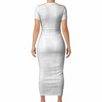 Samoa Lotu Tamaiti Short Sleeve Bodycon Dress Tribal Tatau with Siapo Pattern LT03 - Polynesian Pride