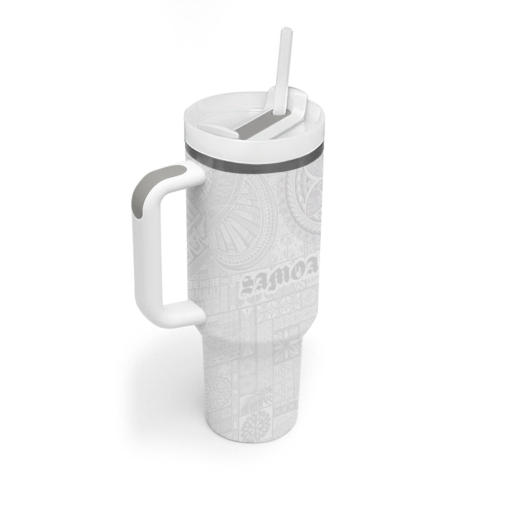 Samoa Lotu Tamaiti Tumbler With Handle Tribal Tatau with Siapo Pattern LT03 - Polynesian Pride