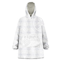 Samoa Lotu Tamaiti Wearable Blanket Hoodie Tribal Tatau with Siapo Pattern LT03 One Size White - Polynesian Pride