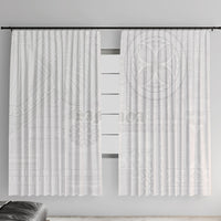 Samoa Lotu Tamaiti Window Curtain Tribal Tatau with Siapo Pattern LT03 With Hooks White - Polynesian Pride