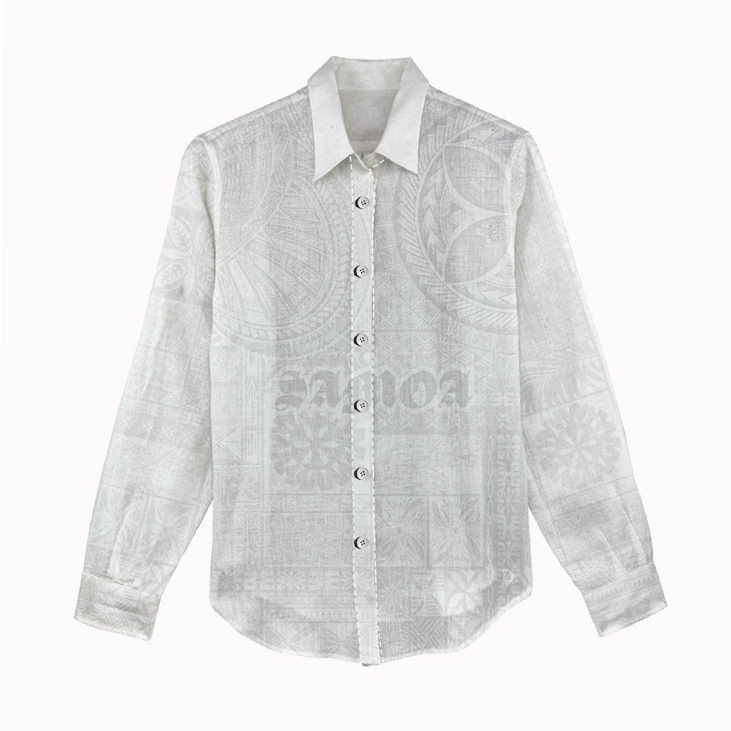 Samoa Lotu Tamaiti Women Casual Shirt Tribal Tatau with Siapo Pattern LT03 - Polynesian Pride