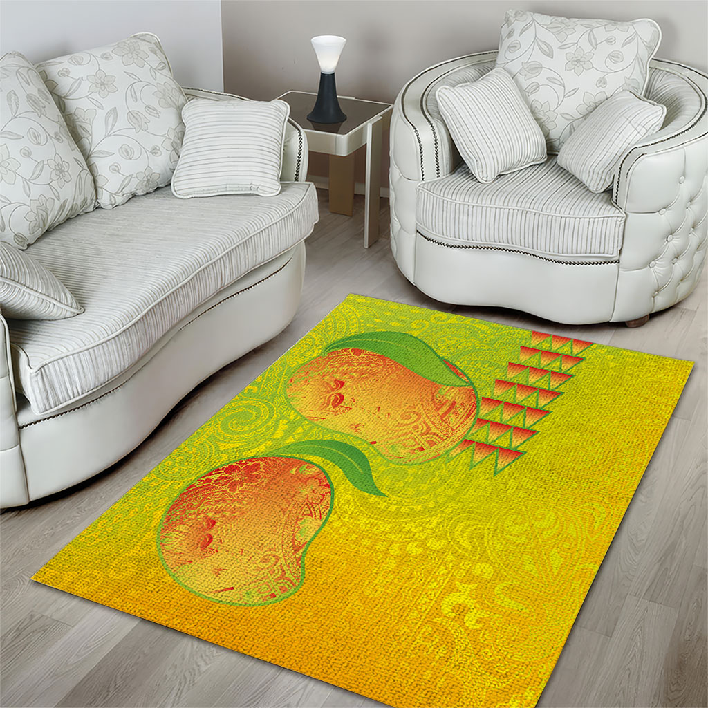 Hawaiian Mango Area Rug Polynesian Art Pattern and Kakau Tattoo LT03 - Polynesian Pride
