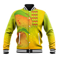 Hawaiian Mango Baseball Jacket Polynesian Art Pattern and Kakau Tattoo LT03 Unisex Yellow - Polynesian Pride