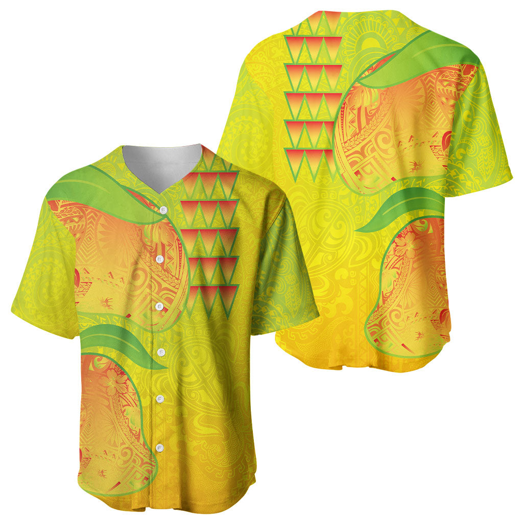 Hawaiian Mango Baseball Jersey Polynesian Art Pattern and Kakau Tattoo LT03 - Polynesian Pride