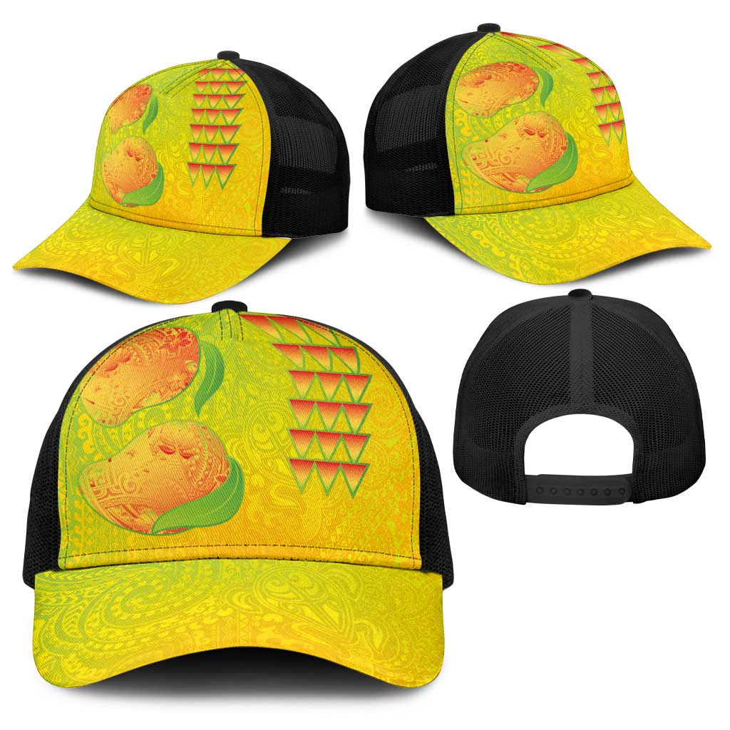 Hawaiian Mango Baseball Net Cap Polynesian Art Pattern and Kakau Tattoo LT03 - Polynesian Pride