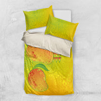 Hawaiian Mango Bedding Set Polynesian Art Pattern and Kakau Tattoo LT03 US Twin 172cm x 218cm Yellow - Polynesian Pride