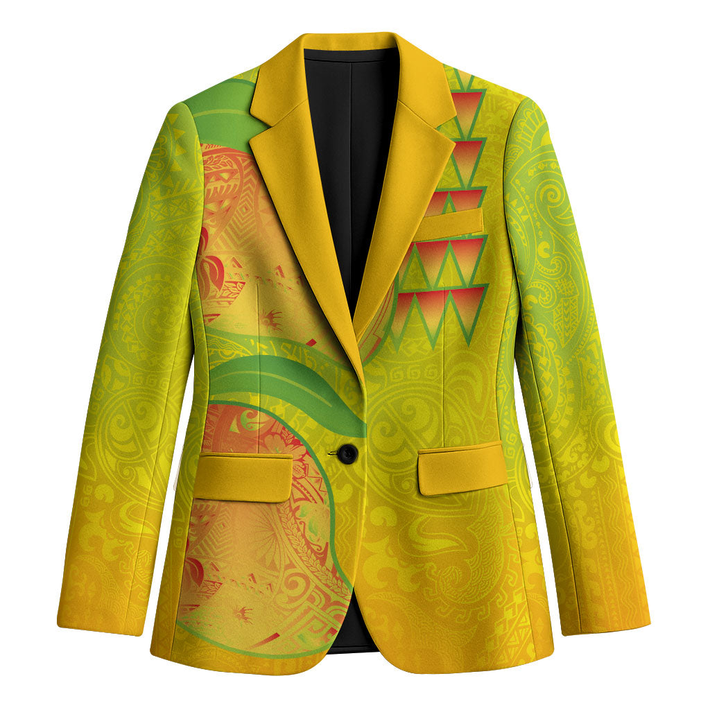 Hawaiian Mango Blazer Polynesian Art Pattern and Kakau Tattoo LT03 Unisex Yellow - Polynesian Pride